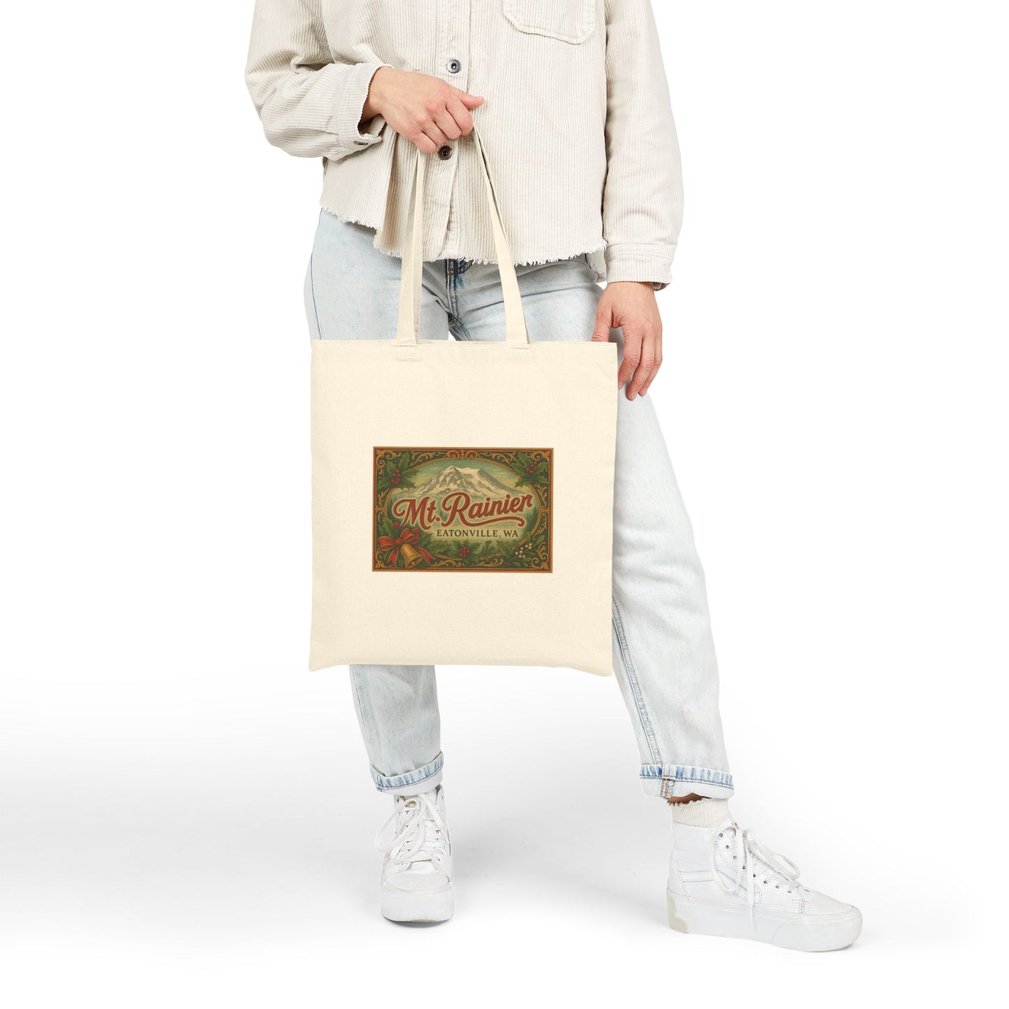 Mt. Rainier - Eatonville, WA Victorian Christmas Canvas Tote Bag