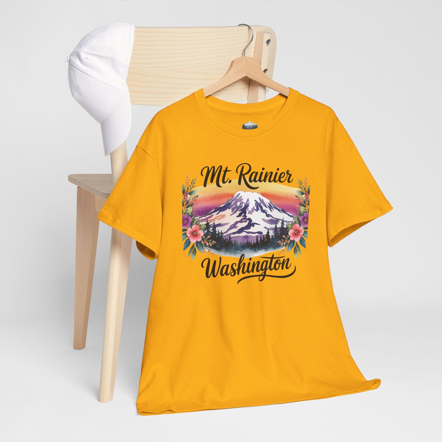 Mt. Rainier - Washington Floral Sunset T-Shirt