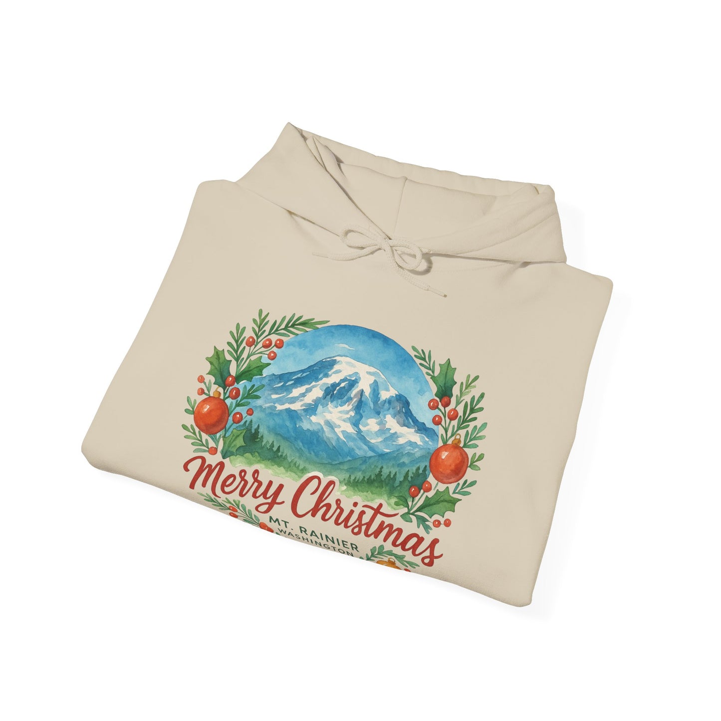 Mt. Rainier - Washington Merry Christmas Hoodie