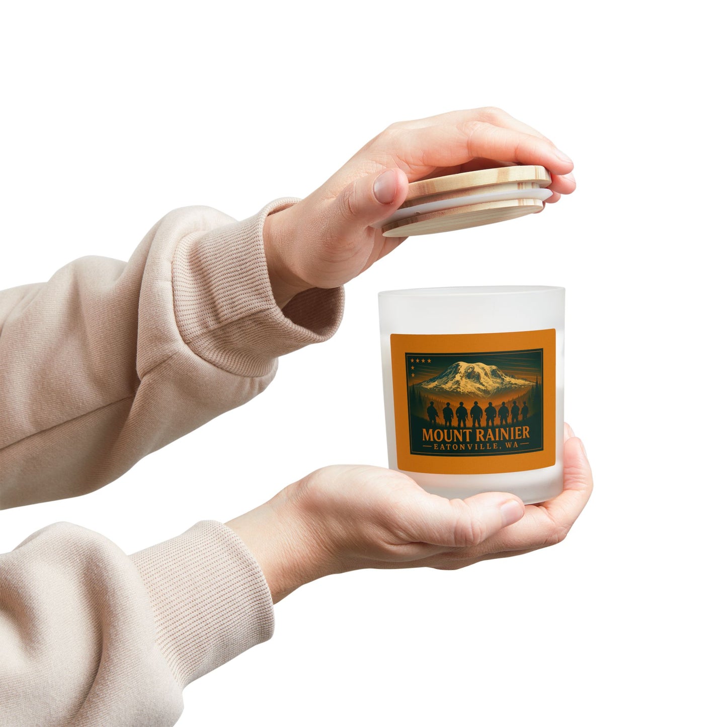 Mount Rainier - Eatonville, WA Military Frosted Glass Candle