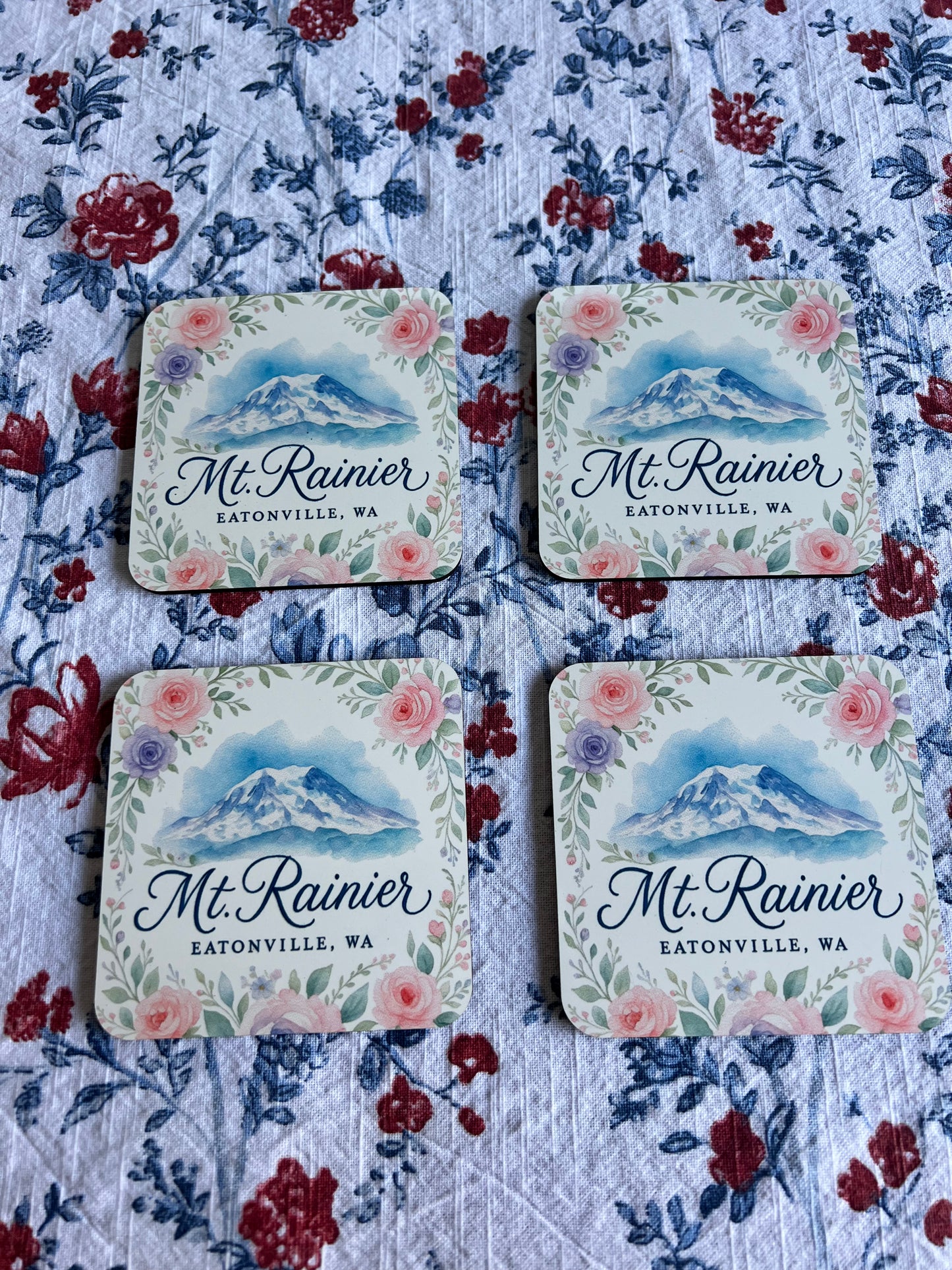 Mt. Rainier - Eatonville, WA Rose Garden Coaster Set
