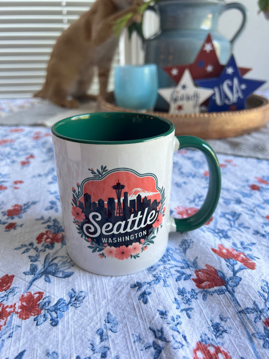 Floral Seattle City Skyline Mug